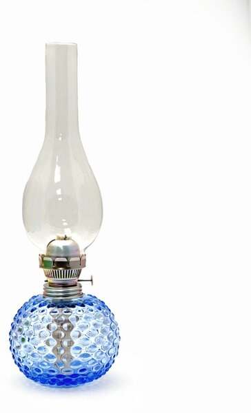 Sklárna Častolovice - Petrolejová lampa Ema - Hobnail - Ananas - světle modrá