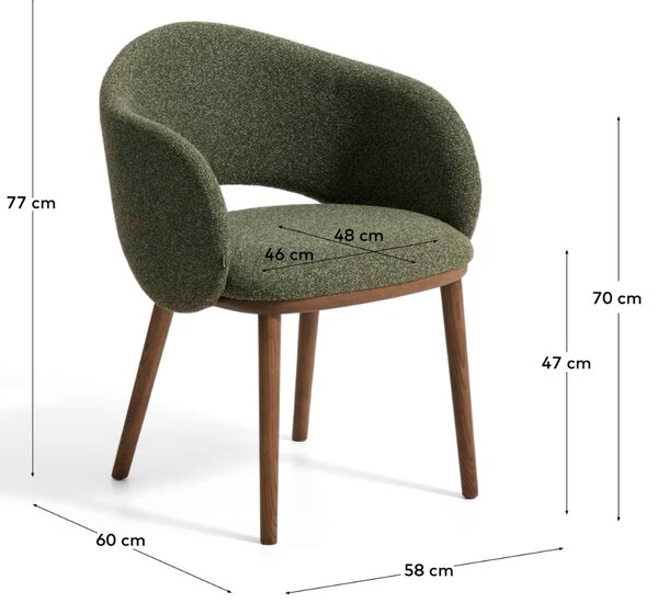 Kave Home Zelená čalouněná jídelní židle Maina