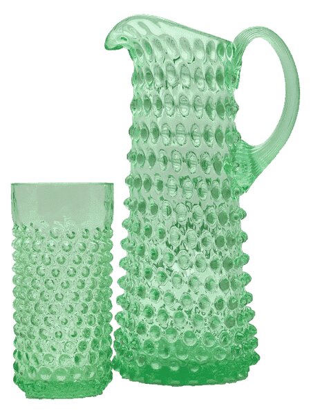 Sklárna Častolovice - Džbán 1,2l - Hobnail – Ananas – uranový beryl