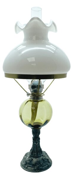 Sklárna Častolovice - Petrolejová lampa s cínovou nohou - lesní zelená