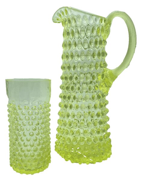 Sklárna Častolovice - Džbán 1,2l - Hobnail – Ananas – uranová žluť