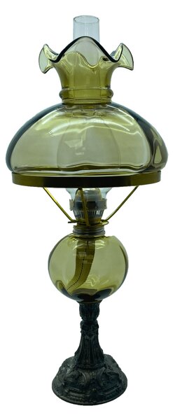 Sklárna Častolovice - Petrolejová lampa s cínovou nohou - lesní zelená