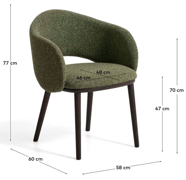 Kave Home Zelená čalouněná jídelní židle Maina