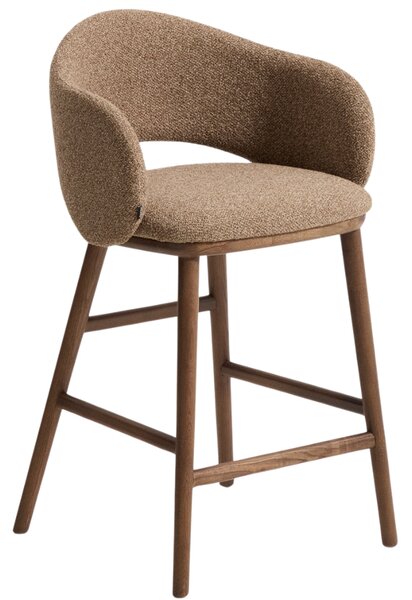 Kave Home Hnědá čalouněná barová židle Maina 66 cm