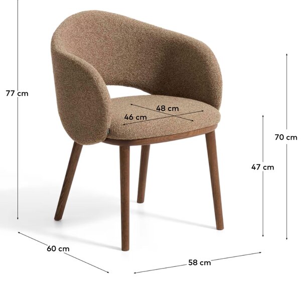 Kave Home Hnědá čalouněná jídelní židle Maina