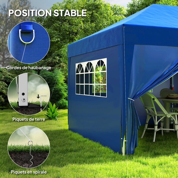 Outsunny Zahradní Altán Skládací Pop-Up Altán 3 x 6 m s 6 Bočními Stěnami, Odkapávacími Otvory, Včetně Nosného Úložného Pytle, Skládací Stříška pro Ke