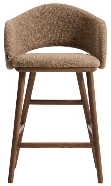 Kave Home Hnědá čalouněná barová židle Maina 66 cm