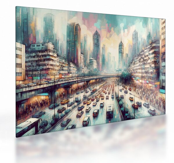 Skleněný obraz - Život velkoměsta (70x50 cm)