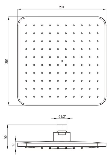Deante Neo Boro sprchová hlavice 20.1x20.1 cm čtvercový černá NER_N38K