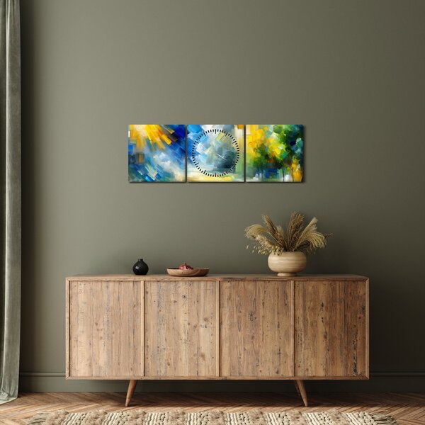 Obraz - Abstraktní slunečný den (s hodinami) (90x30 cm)