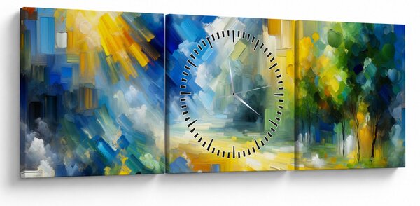 Obraz - Abstraktní slunečný den (s hodinami) (90x30 cm)