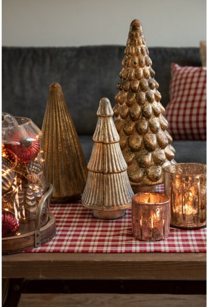 Bronzová antik skleněná vánoční dekorace strom Christmas Tree – 15x32 cm