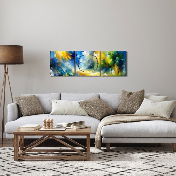 Obraz - Abstraktní slunečný den (s hodinami) (90x30 cm)