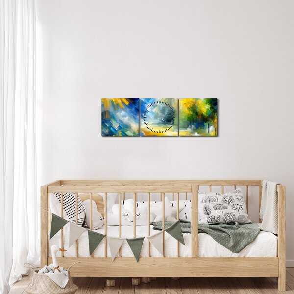 Obraz - Abstraktní slunečný den (s hodinami) (90x30 cm)
