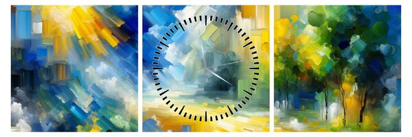Obraz - Abstraktní slunečný den (s hodinami) (90x30 cm)