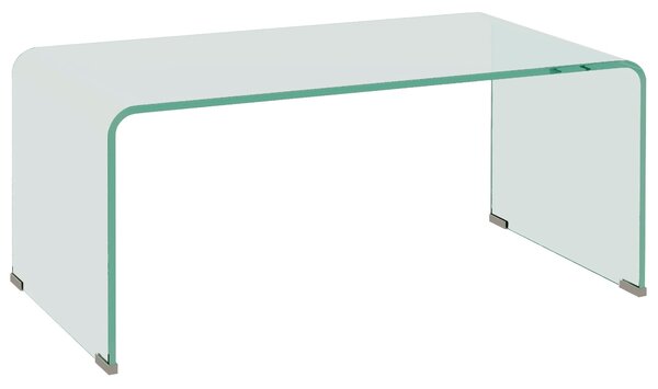 HOMCOM Průhledný Skleněný Kávový Stolek Obdélníkový Moderní Design Temperované Sklo s Bezpečnými Zaoblenými Okraji 80 x 45 x 35 cm | Aosom