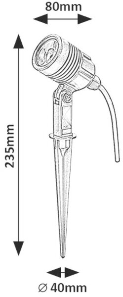 Rabalux Turda zemní svítidlo 1x3 W černá-průhledná 7060