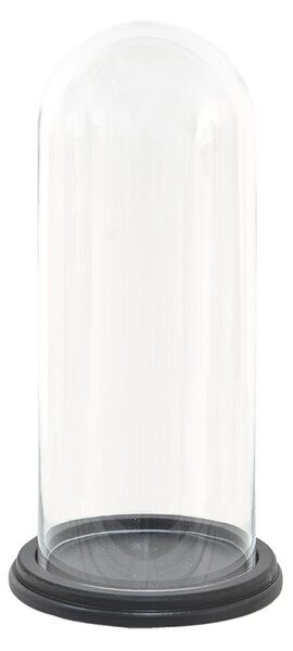 Černý dřevěný kulatý podnos se skleněným poklopem Ricard – 17x36 cm