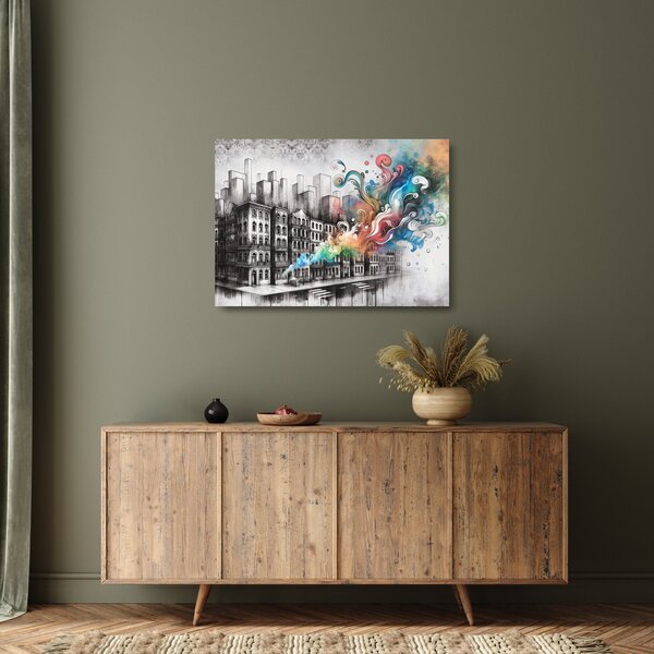 Skleněný obraz - Industriální život (70x50 cm)