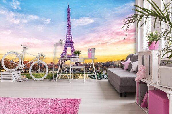 Malvis ® Tapeta Eiffelova věž fialová Vel. (šířka x výška): 144 x 105 cm