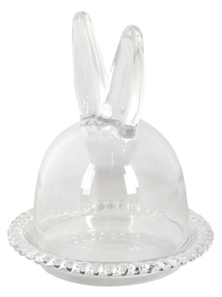 Skleněný podnos s poklopem a oušky Konijnt – 14x16 cm