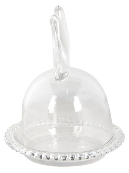 Skleněný podnos s poklopem a oušky Konijnt – 14x16 cm