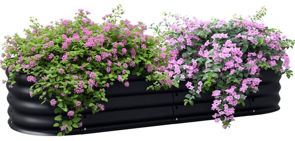 Outsunny Modularní Vyvýšený Záhon pro Zeleninu, Ocelová Květinová Bedna pro Zeleninu, Rostliny, Květiny, 150 x 62 x 30 cm, Černá | Aosom