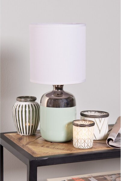 Stolní lampa s keramickou nohou a bílým stínidlem – 15x33 cm