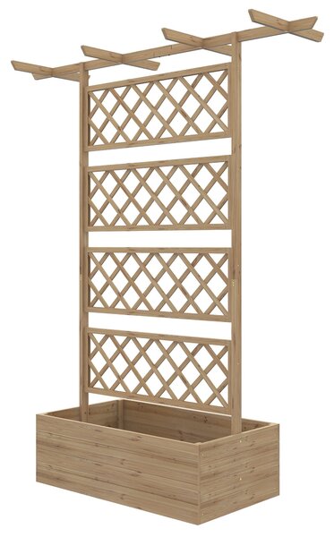 Outsunny Květináč s treláží pro popínavé rostliny, zeleninu a květiny - předolejované smrkové dřevo, rozměry 160L x 55Š x 183V cm, efekt přírodního dř
