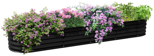 Modulární vyvýšený záhon z oceli Outsunny pro zeleninu, rostliny a květiny - 240 x 62 x 30 cm, černý | Aosom