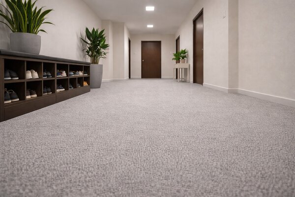 Vorwerk, Metrážový koberec Bingo 5Y91 světle šedý, na míru, šíře 4m, šedá, filc, chodba / předsíň