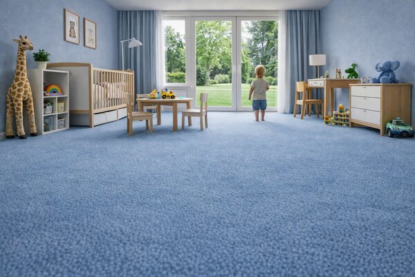 Vorwerk, Metrážový koberec Bingo 3R33 světle modrý, na míru, šíře 4m, modrá, filc, chodba / předsíň