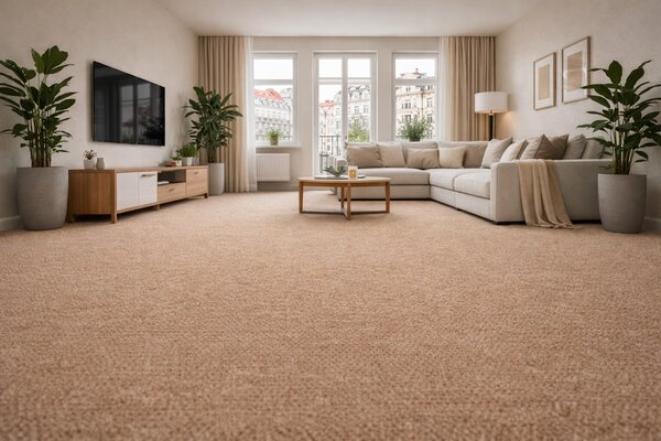 Vorwerk, Metrážový koberec Bingo 8K63 hnědý, na míru, šíře 4m, hnědá, filc, chodba / předsíň