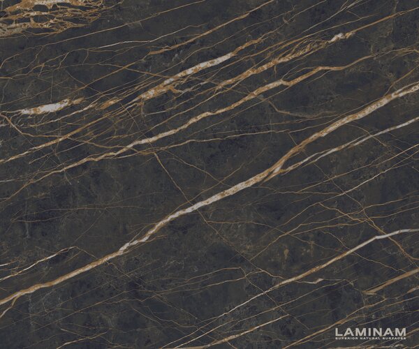 DELIFE Jídelní stůl Edge 200x100 cm Laminam® keramika hnědá středová podnož plochá ocel černá