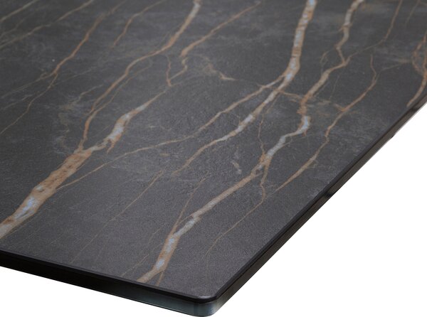 DELIFE Jídelní stůl Edge 200x100 cm Laminam® keramika hnědá středová podnož plochá ocel černá