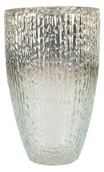 Šedo stříbrný skleněný svícen Jacinta mini – 12x20 cm
