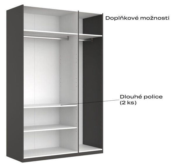 Skříň 3dv bez zrcadel série N, grafit Dominika