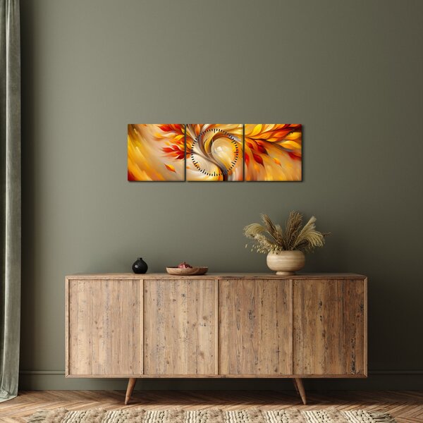 Obraz - Podzimní strom (s hodinami) (90x30 cm)