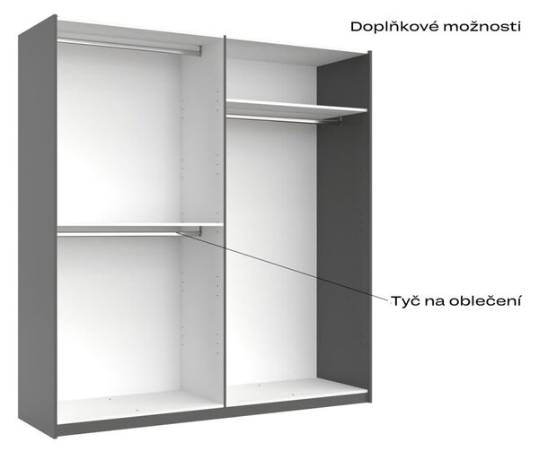 Skříň s posuvnými dveřmi 2,0x2,1m (Dveře Grafit/Zrcadlo) série N Doni