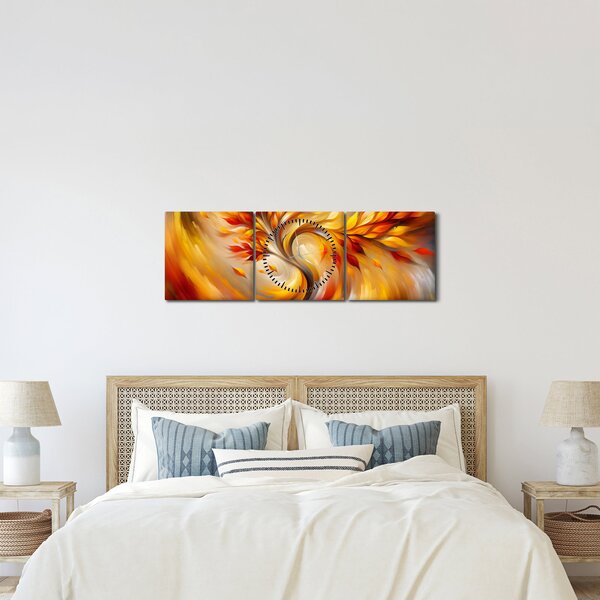 Obraz - Podzimní strom (s hodinami) (90x30 cm)