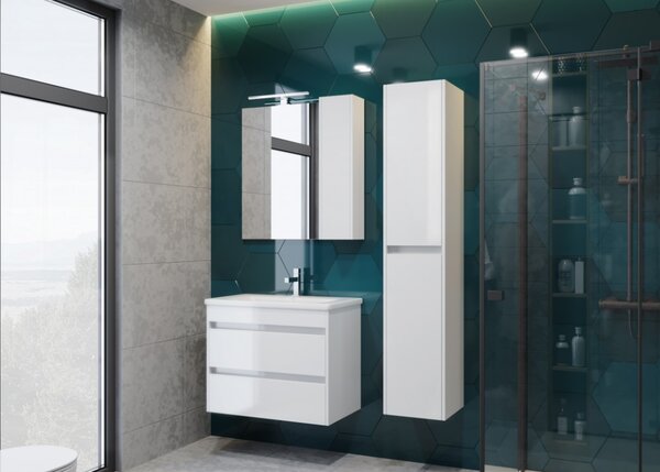 Lavedo Bronx White 65 závěsná koupelnová skříňka se zrcadlem a LED osvětlením