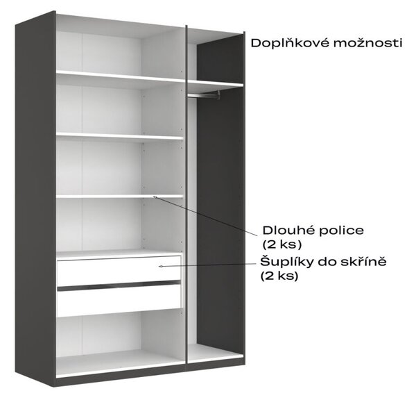 Skříň 3dv bez zrcadel série N, grafit Dominika