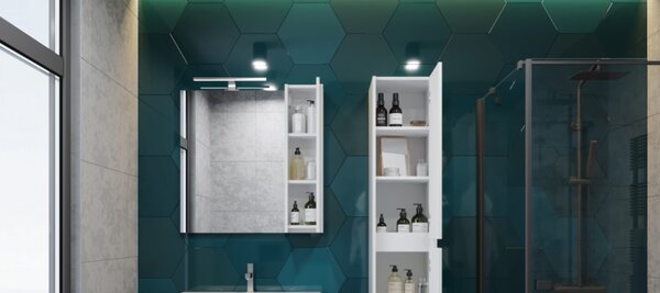 Lavedo Bronx White 65 závěsná koupelnová skříňka se zrcadlem a LED osvětlením