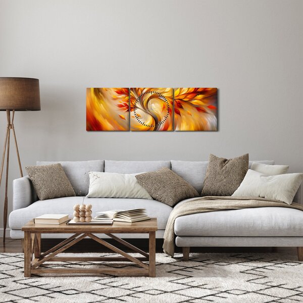 Obraz - Podzimní strom (s hodinami) (90x30 cm)