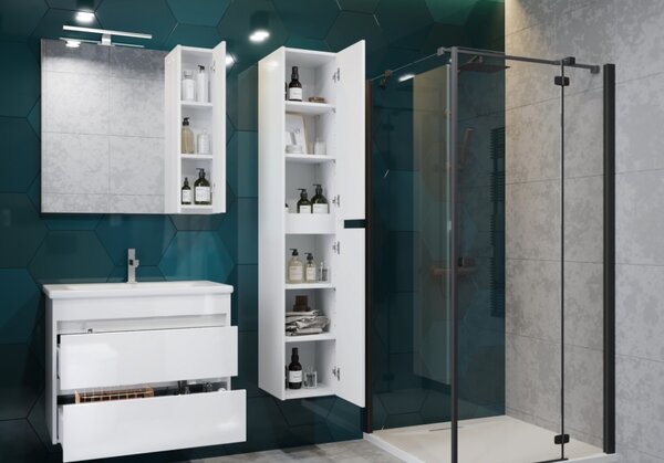 Lavedo Bronx White 65 závěsná koupelnová skříňka se zrcadlem a LED osvětlením