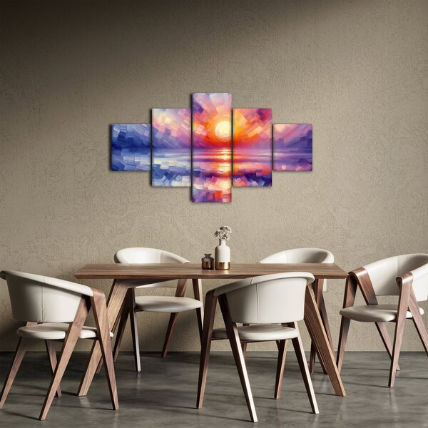 Obraz - Barevný umělecký západ slunce (125x70 cm)