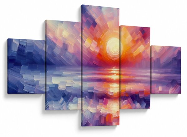 Obraz - Barevný umělecký západ slunce (125x70 cm)