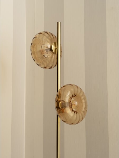 Osram - Stojací lampa GOLD GLASS 2xE14/12W/230V zlatá/kouřová béžová