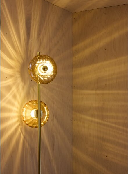 Osram - Stojací lampa GOLD GLASS 2xE14/12W/230V zlatá/kouřová béžová