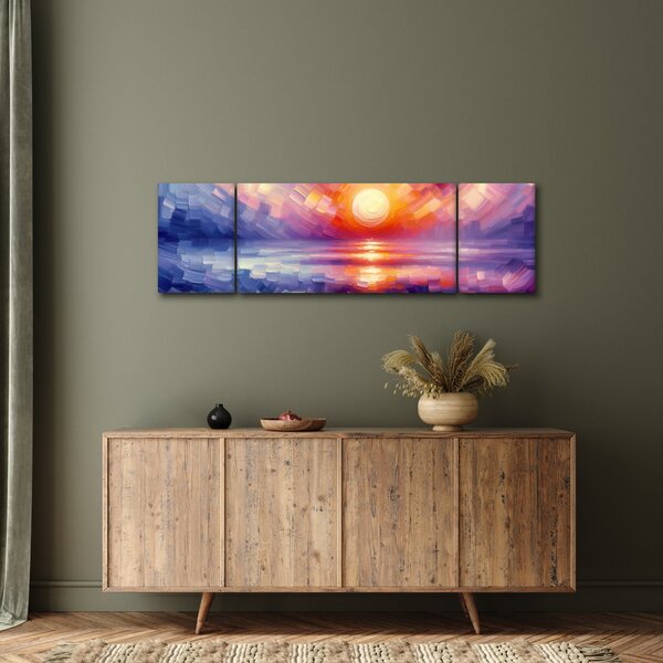 Obraz - Barevný umělecký západ slunce (170x50 cm)